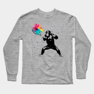 Tennis Chimpanzee Paint Splash Long Sleeve T-Shirt